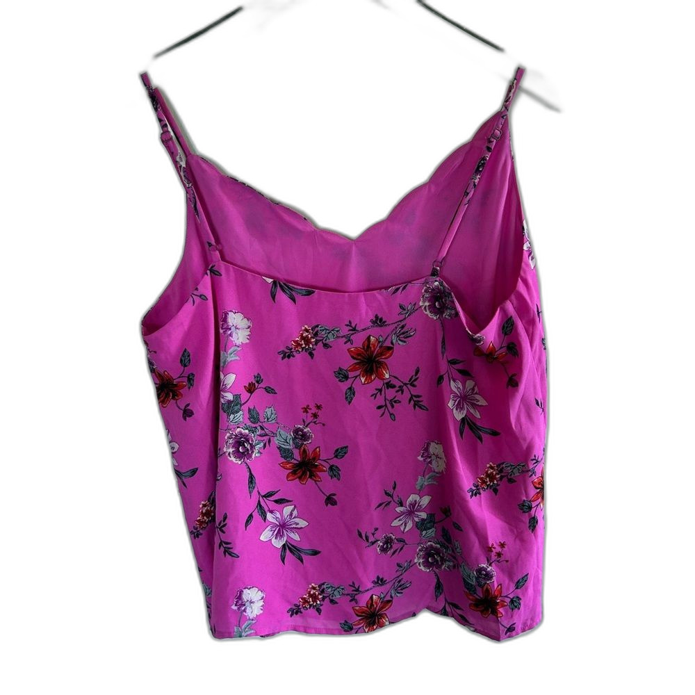 Socialite NEW XL Women’s 14 16 Floral Pink Spaghetti Strap Top Scalloped V Neck - Picture 4 of 6